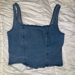 Forever 21 Blue Fitted Ribbed Tank Top